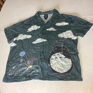 Men's My Neighbor Totoro Shirt Large Scenic Short Sleeve Button Up Ghibli Catbus
